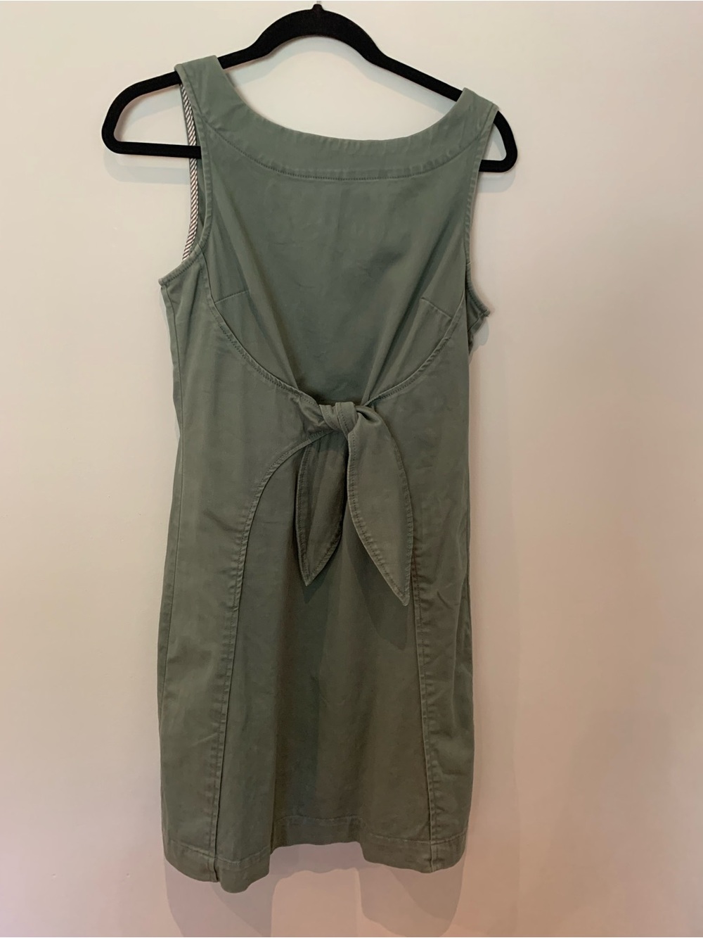 Anthropologie Sleeveless Olive Green Zip-Front Sheath Dress